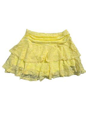 Yellow Lace Tiered Skort - Women's Skorts